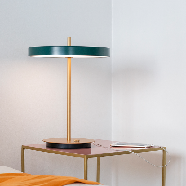 UMAGE Asteria Table Lamp Forest Green Brass Base